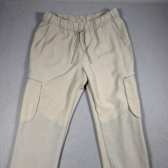 Lululemon Relaxed Mid Rise Cargo Pant Women 10 Raw Linen Drawcord Utility Casual - Picture 2 of 10